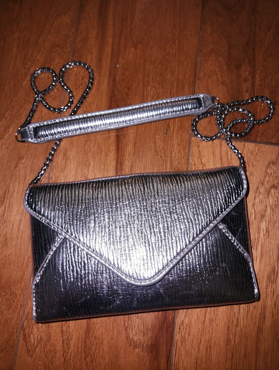 Zara Handbags - NWOT Zara Metallic Silver Envelope Crossbody Bag with Chain Strap